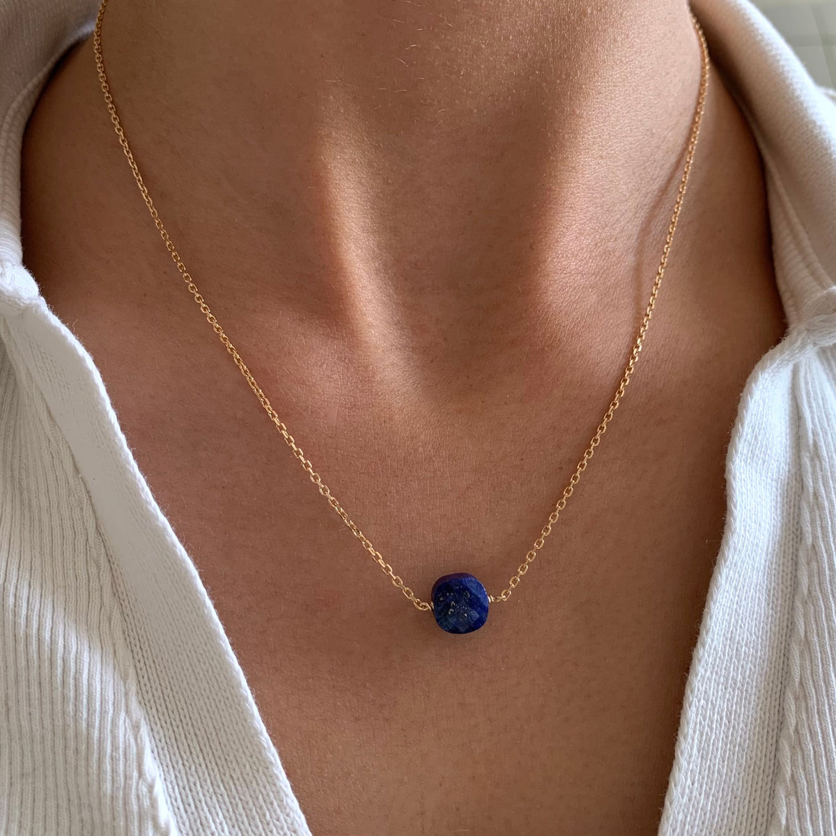 Collier plaqué or pendentif carré cristal Noémie photo 5