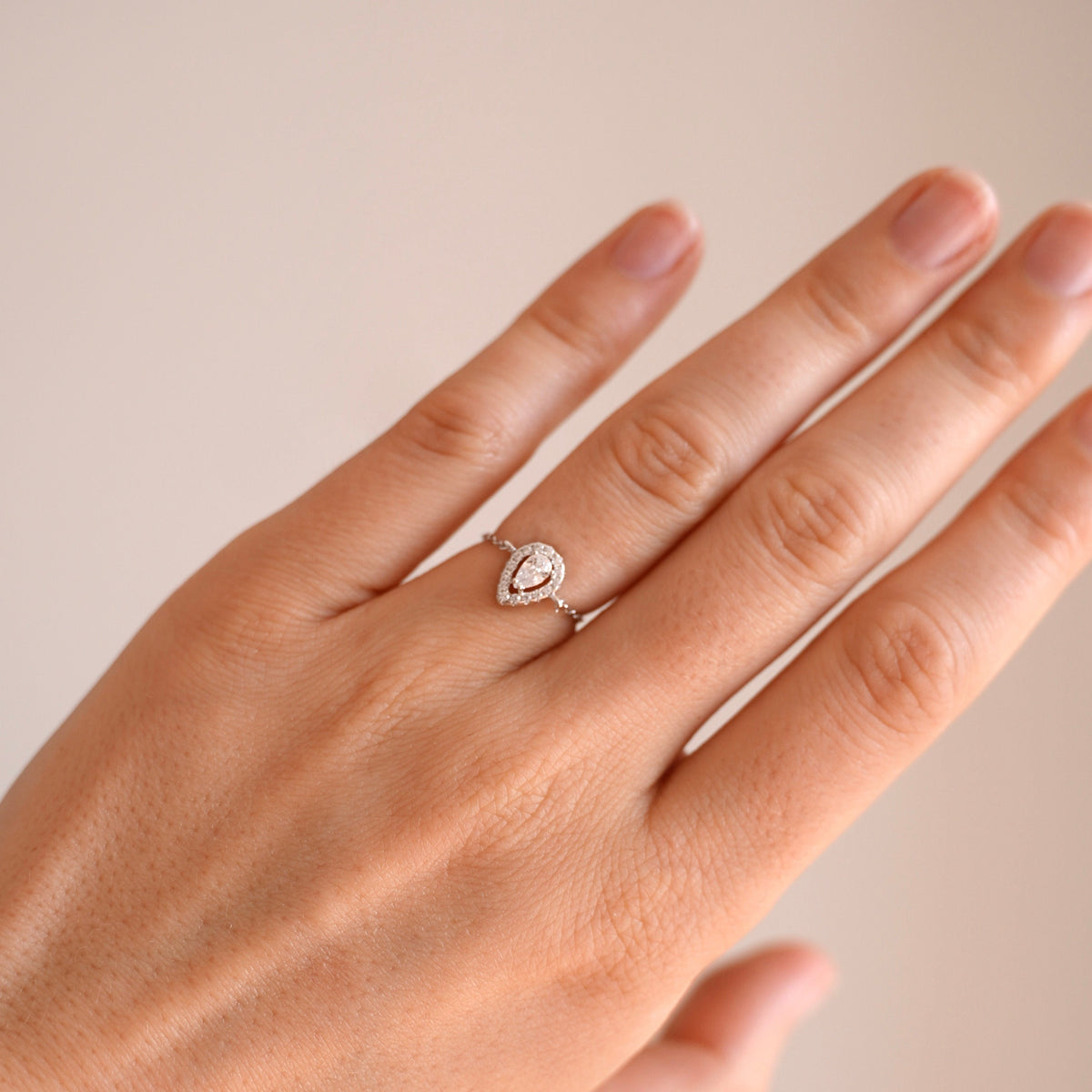 Bague chaîne argent 925 zircon goutte Ninon