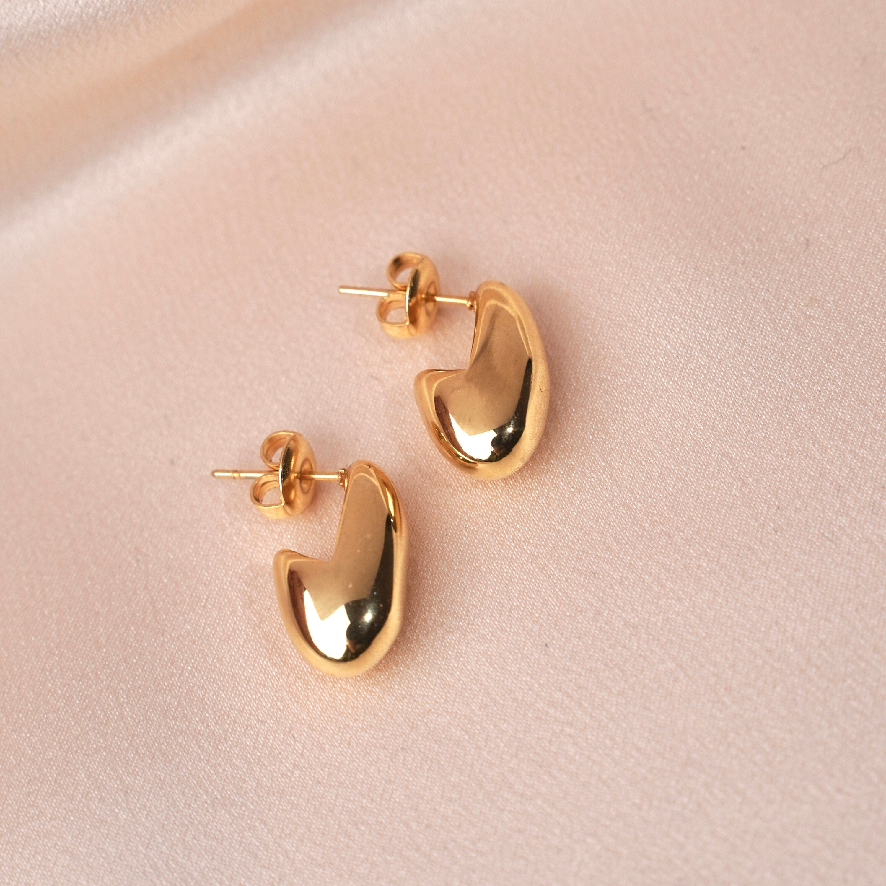 Boucles d'oreilles bombées en acier inoxydable / Boucle d'oreille femme