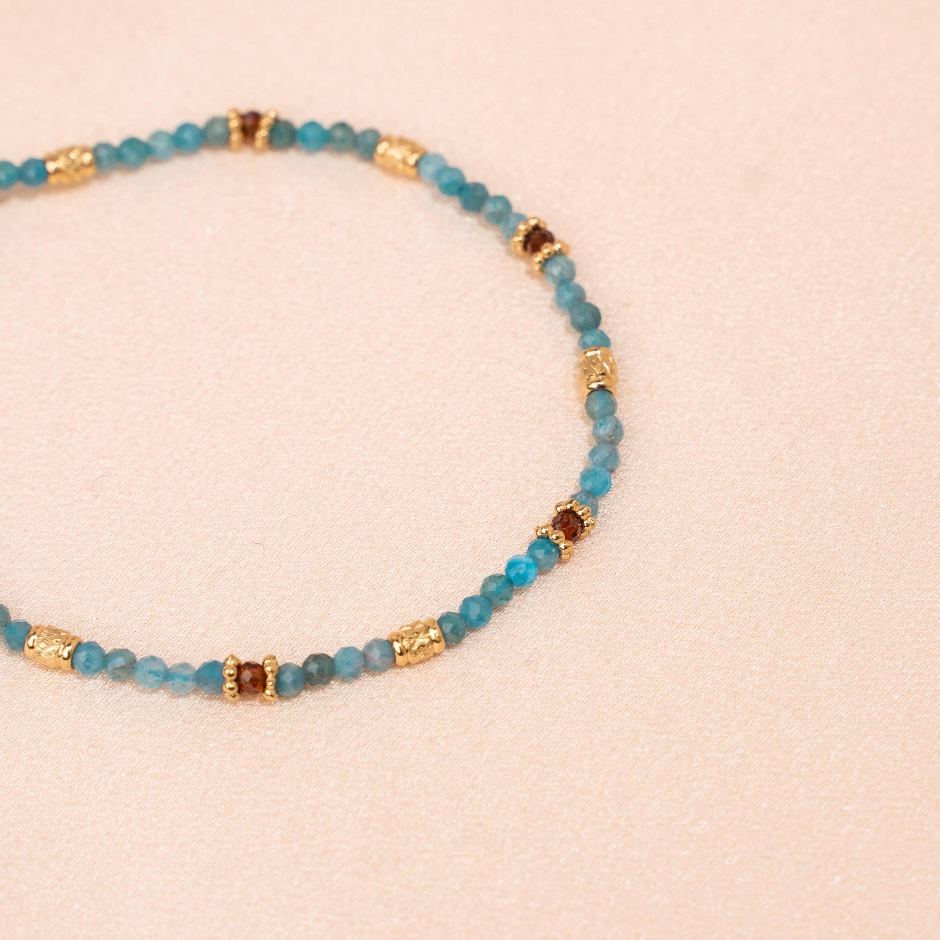Bracelet perles en pierre naturelle apatite / bracelet femme perles bleues
