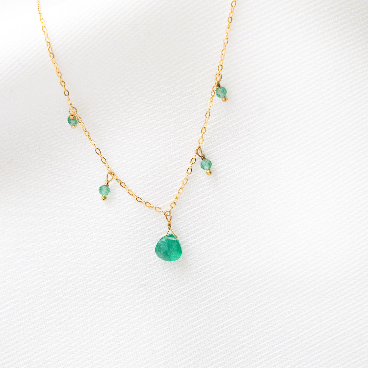 Collier ras de cou goutte agate verte Alice photo 4