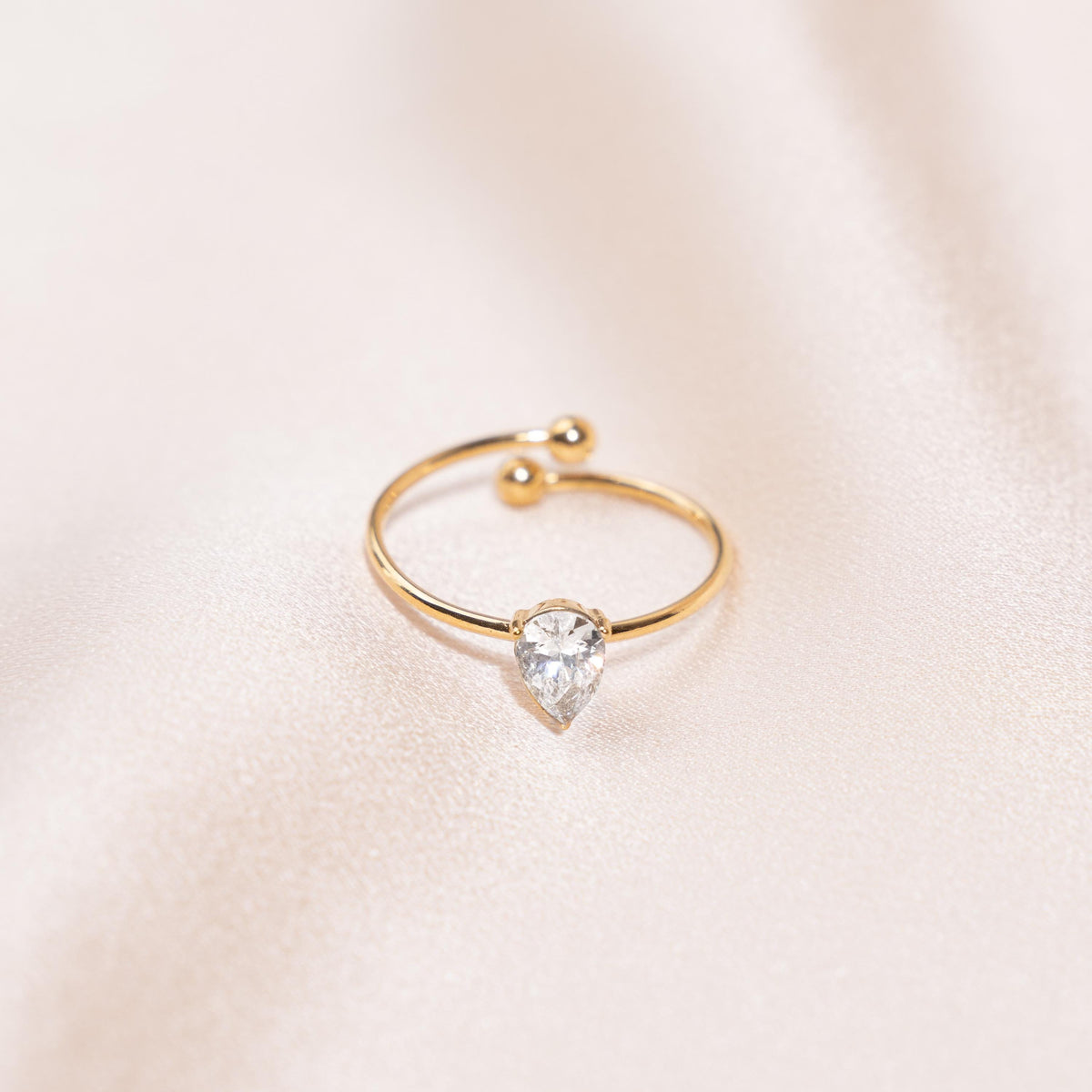 Bague femme solitaire zircon goutte Alma
