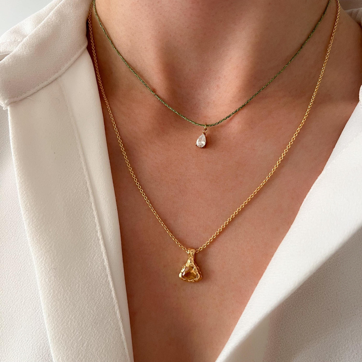 Collier pendentif goutte zircon cordon Annabelle photo 4