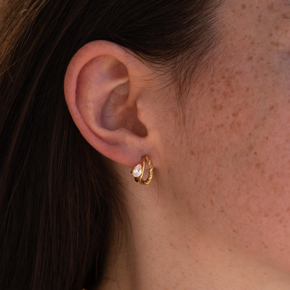 Créoles femme multi-anneaux zircons Aude