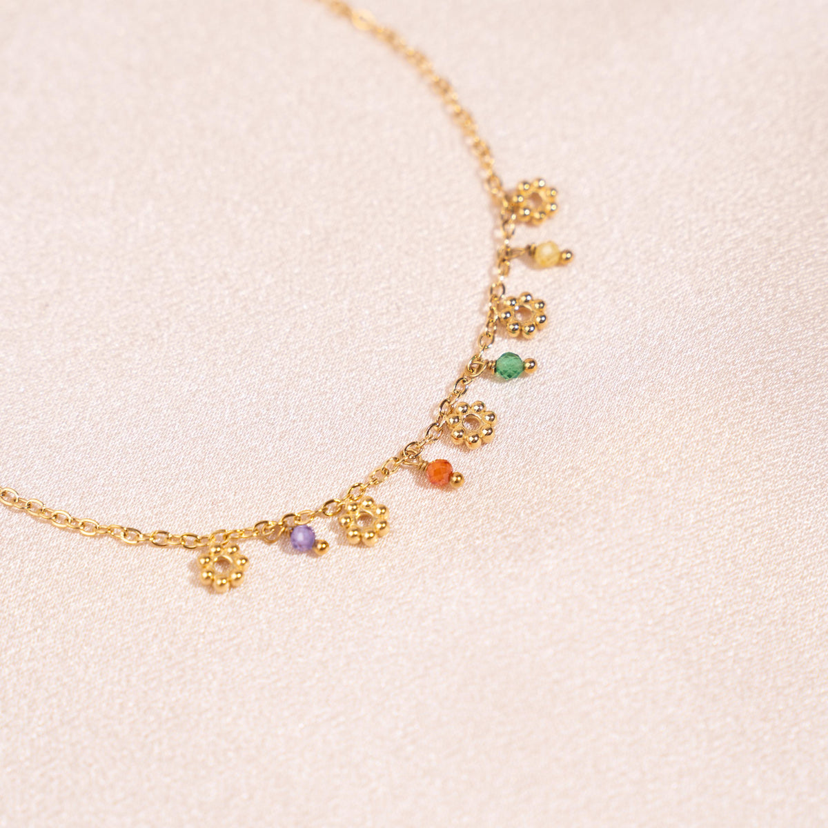 Bracelet fleurs pierres multicolores Daphné photo 2