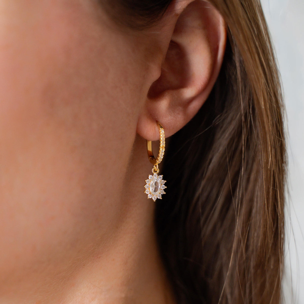 Créoles ovale cristal et zircons Monceau