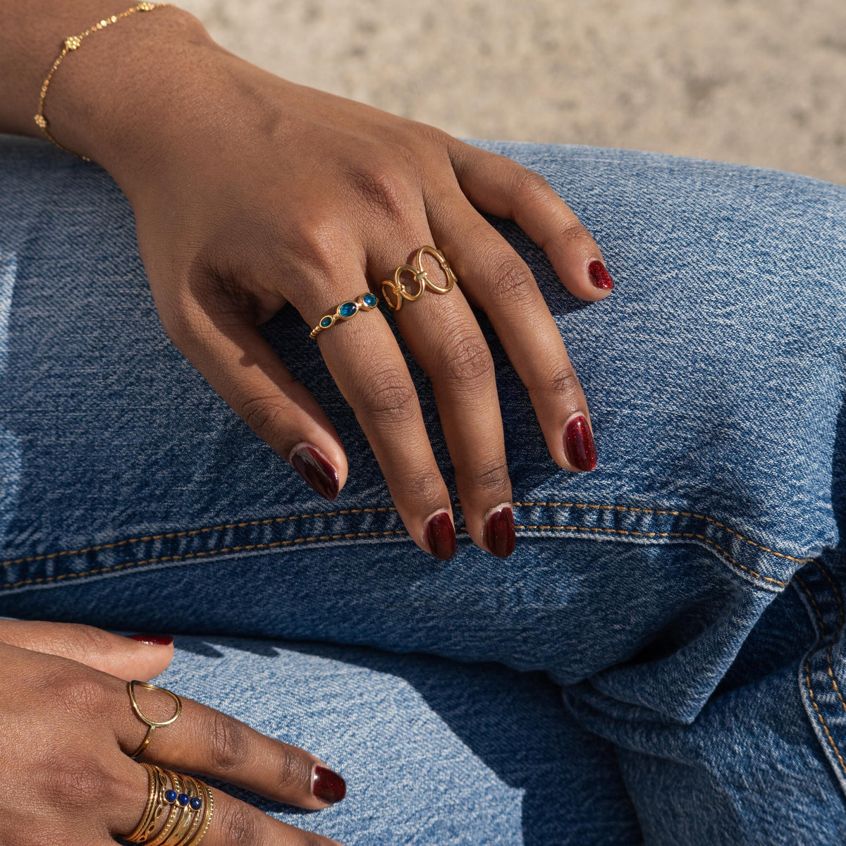 Bague femme trois pierres bleues Juliette photo 3