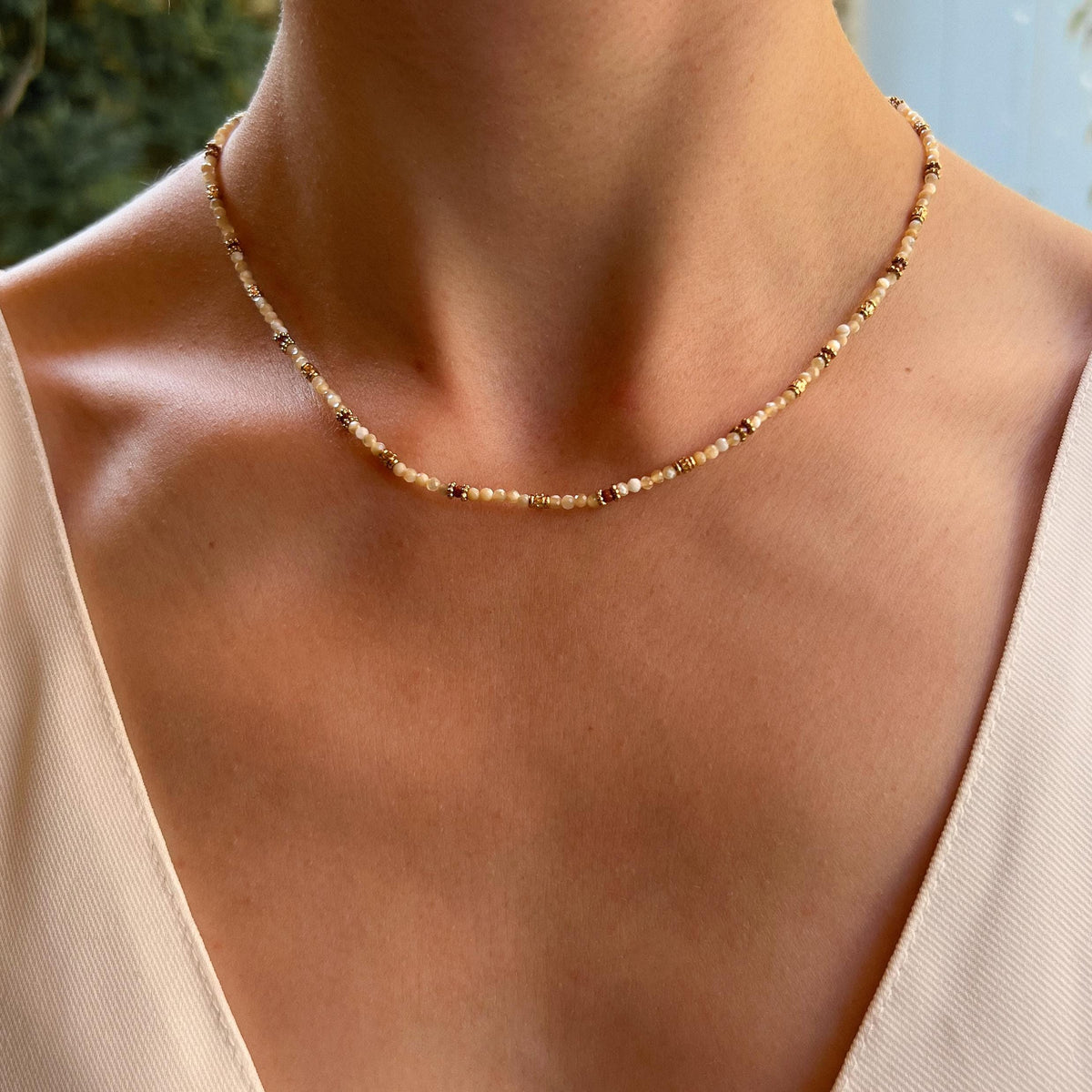 Collier perles nacre blanche Honorine
