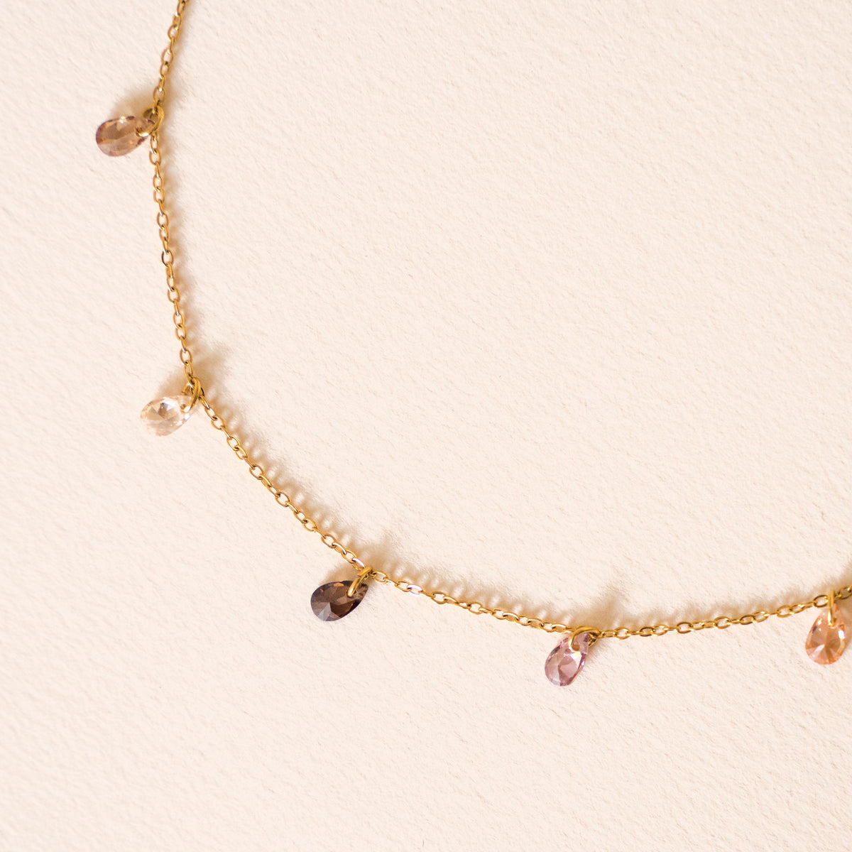 Collier gouttes zircons multicolores Aline