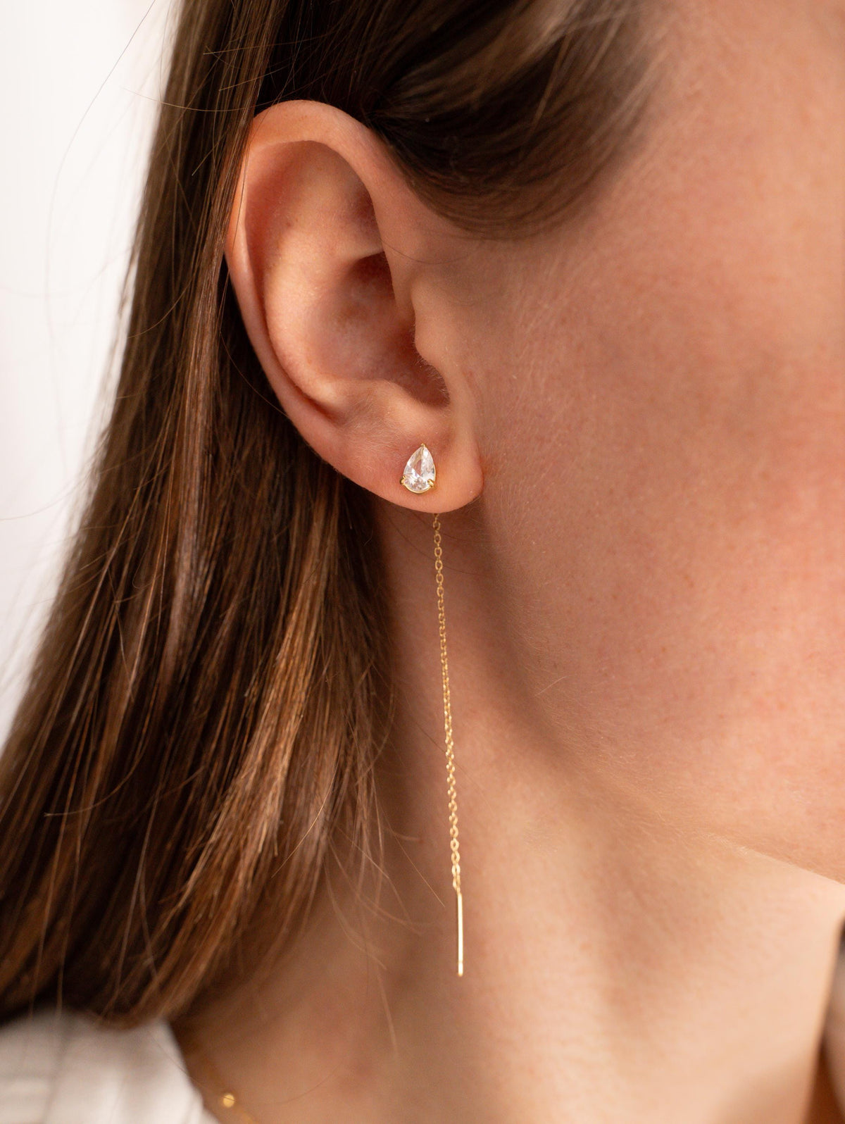 Boucles d'oreilles traversantes zircon vert Eulalie