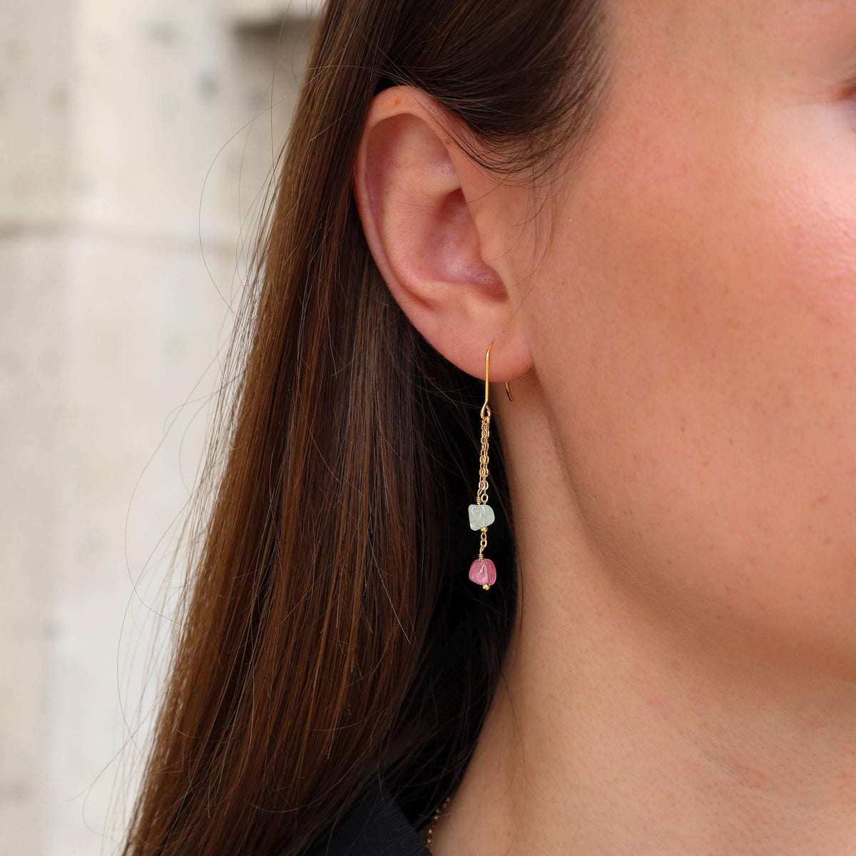 Boucles d'oreilles pendantes tourmaline Olympe
