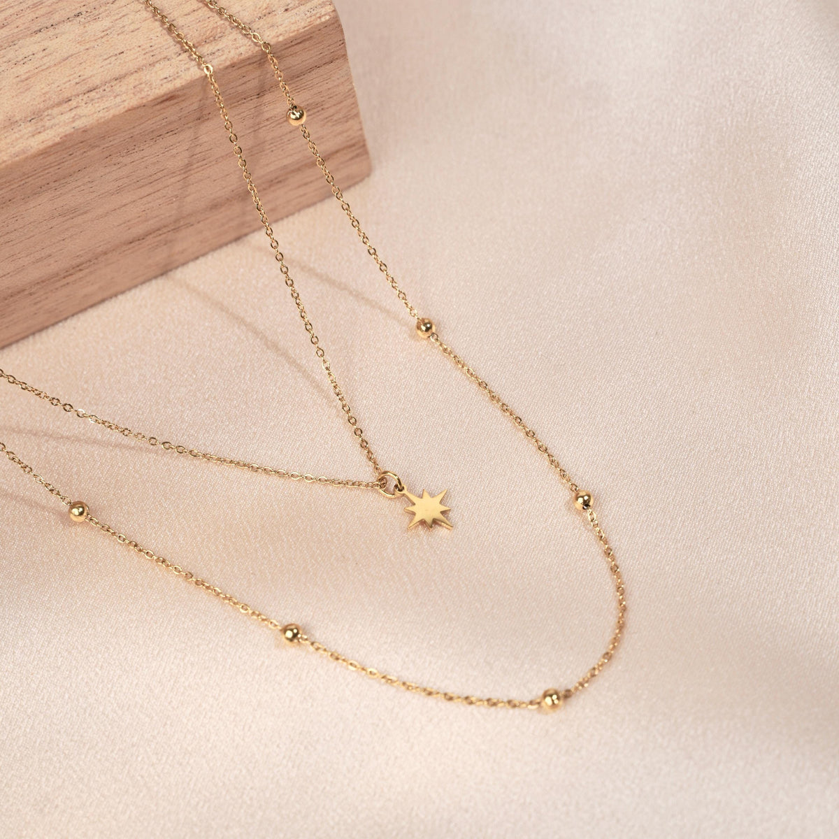 Collier double chaîne pendentif étoile Jacinthe photo 2