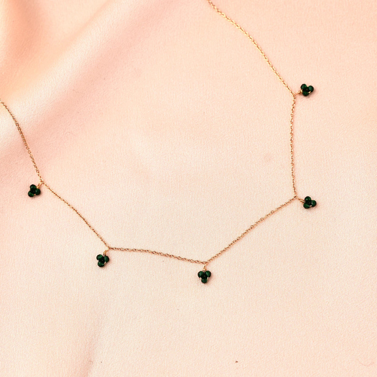 Collier fleur perles agate verte Marguerite photo 2