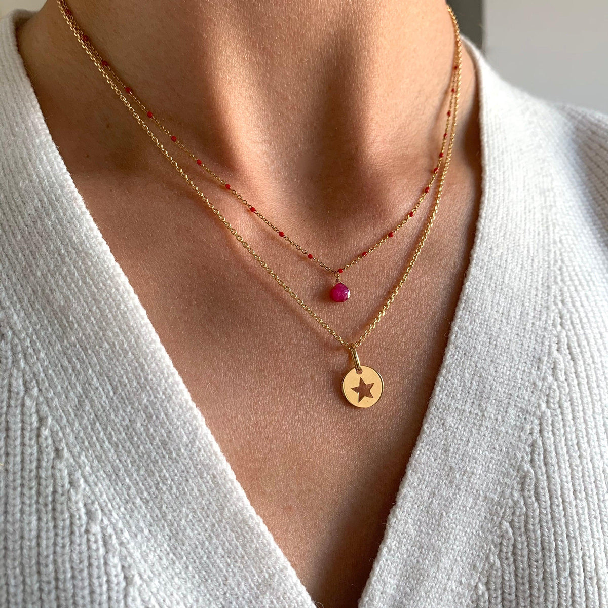 Collier pendentif pierre goutte grenat Margot photo 3