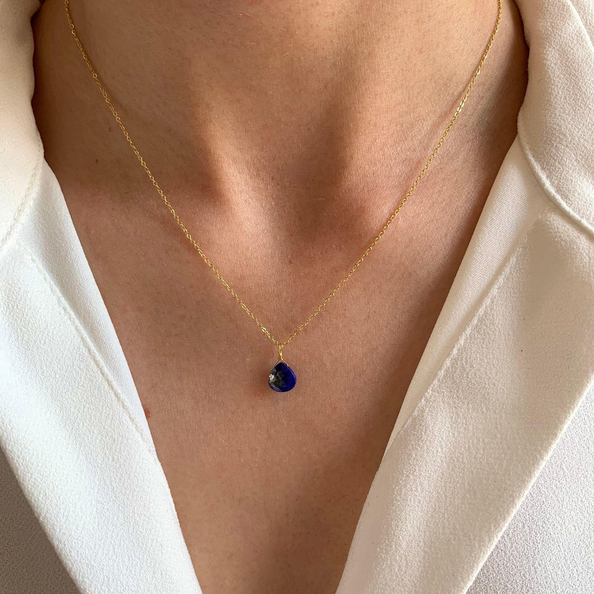 Collier pendentif goutte lapis lazuli Louison