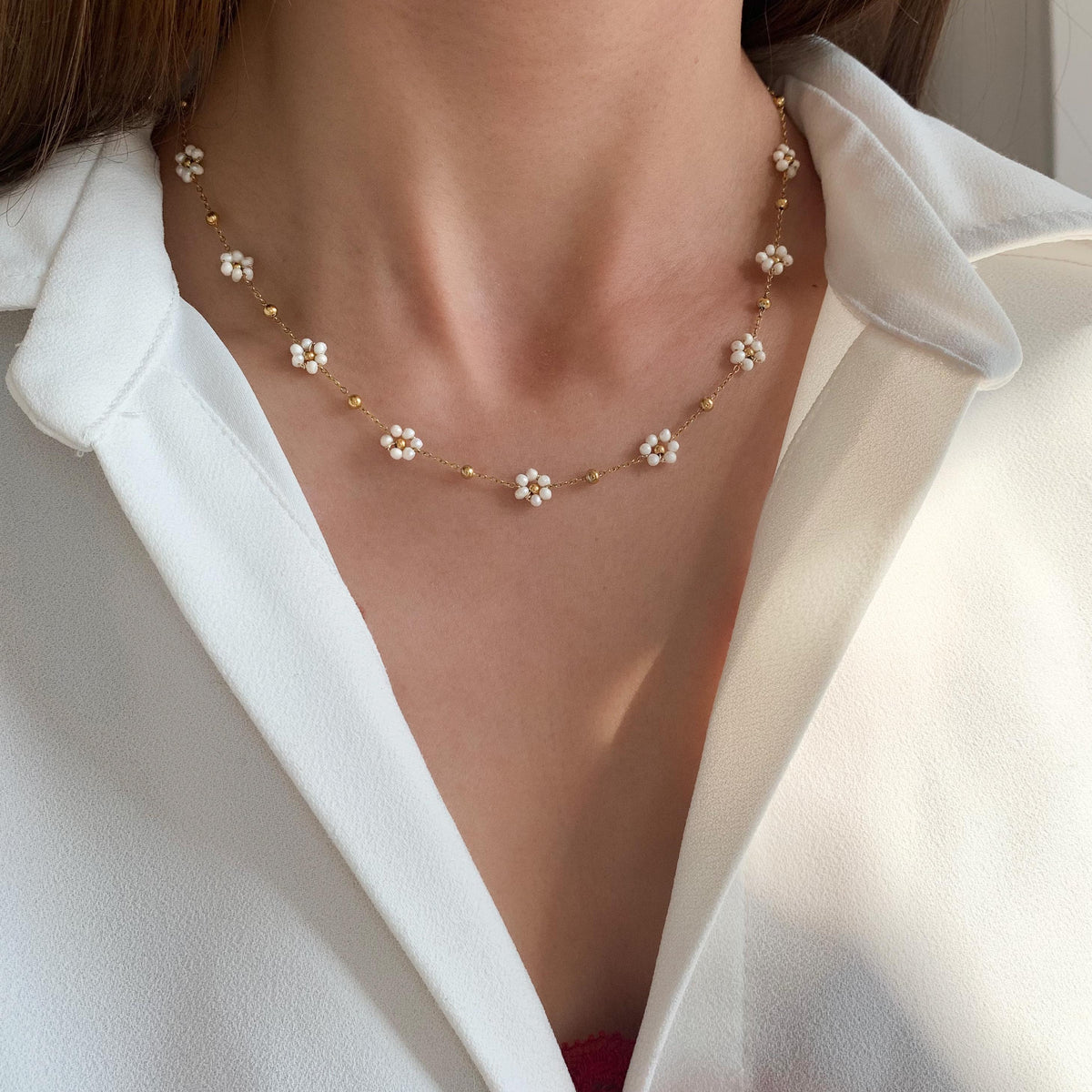 Collier fleurs perles d'eau douce Bagatelle