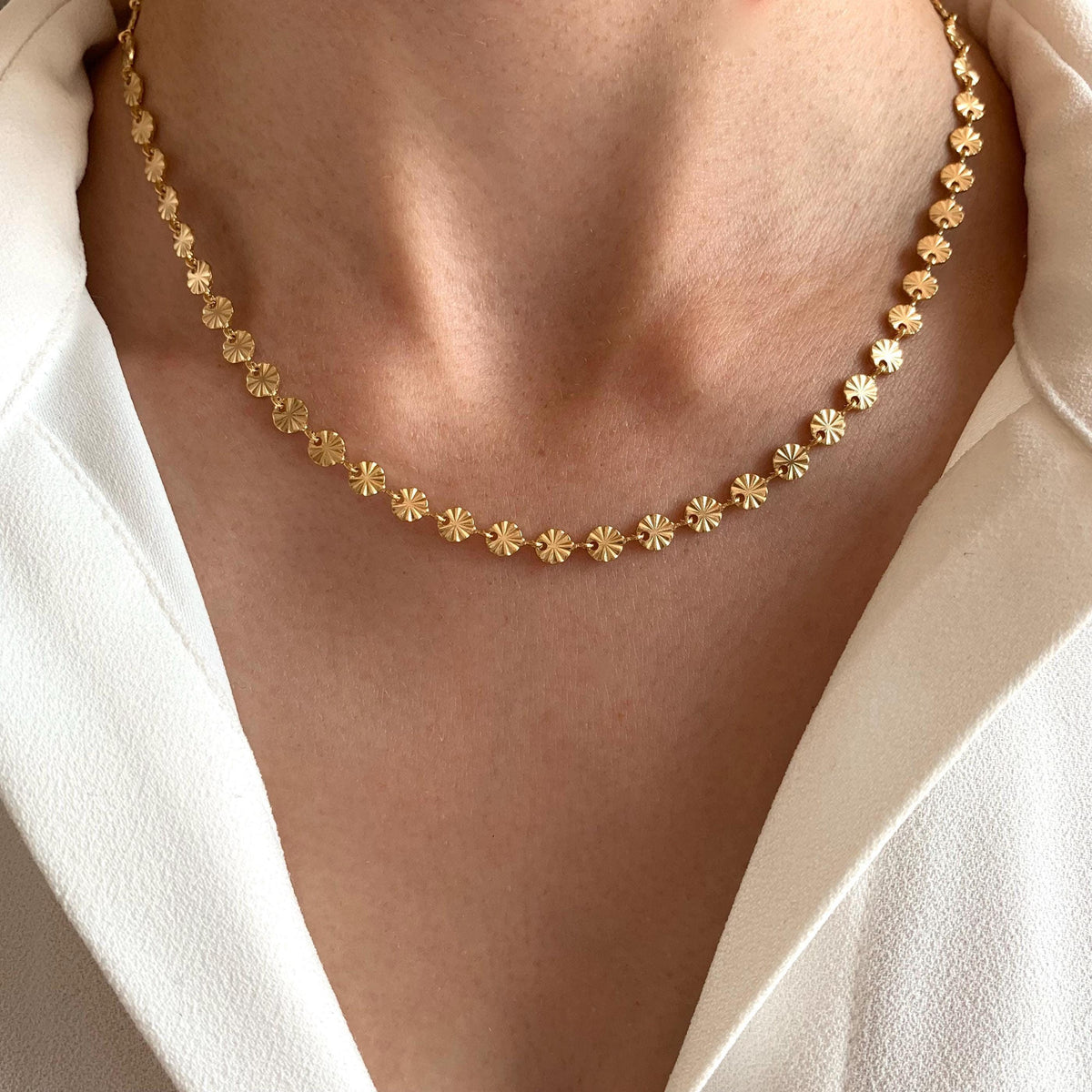 Collier pampilles rondes dorées Mélanie