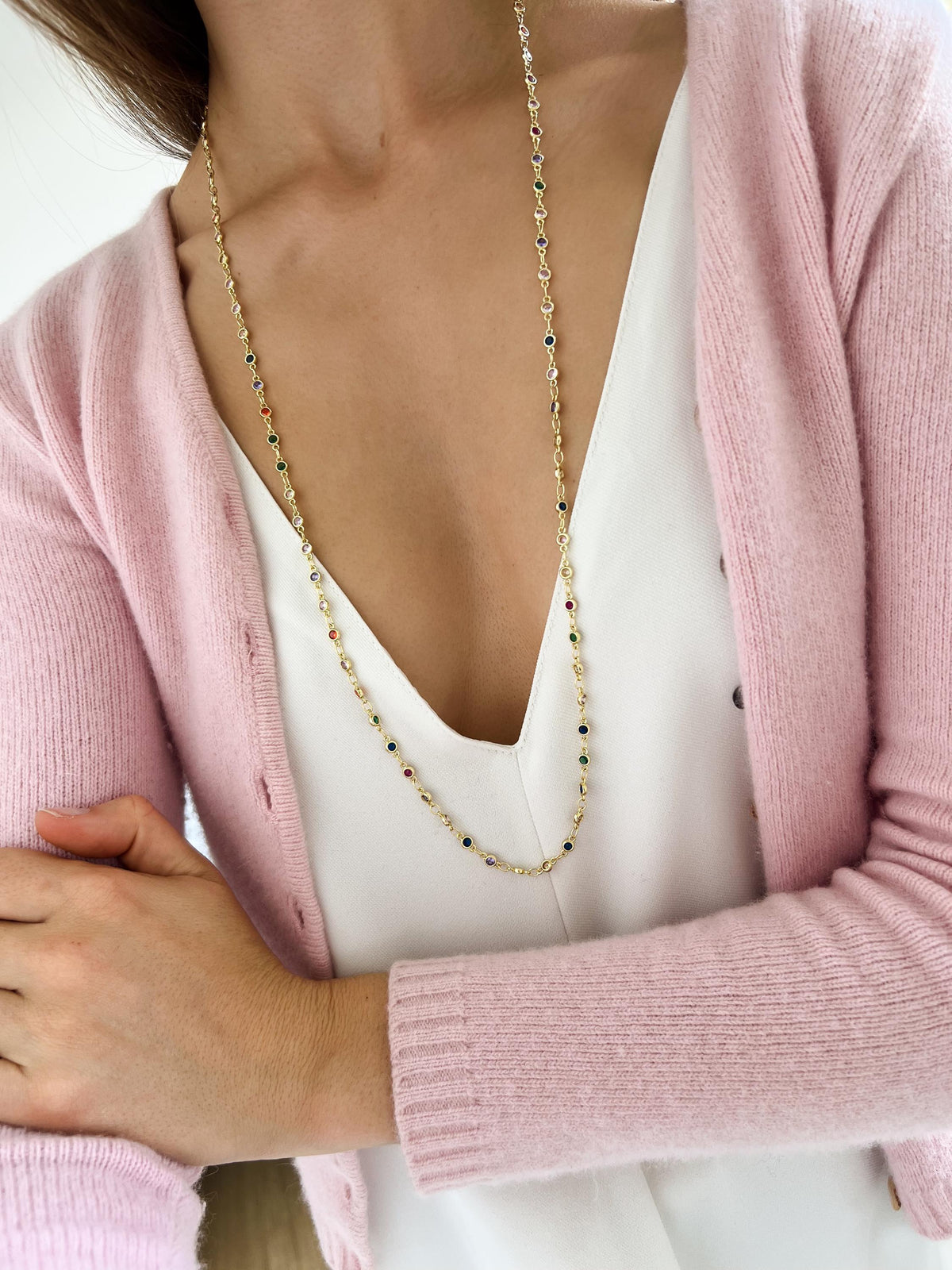Collier zircons multicolores double tour Laure photo 4