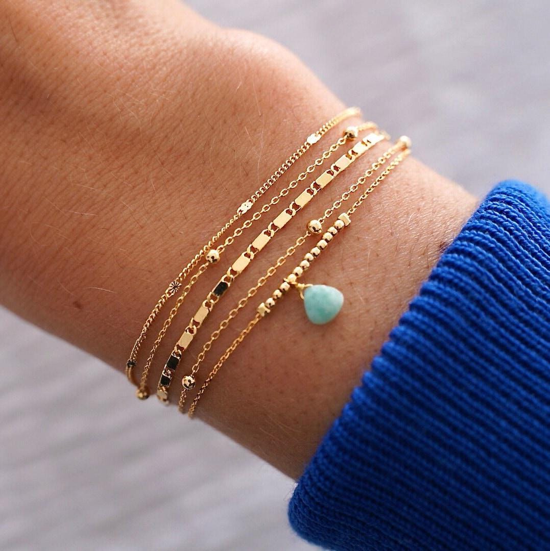 Bracelet double chaîne pierre amazonite Camille photo 5