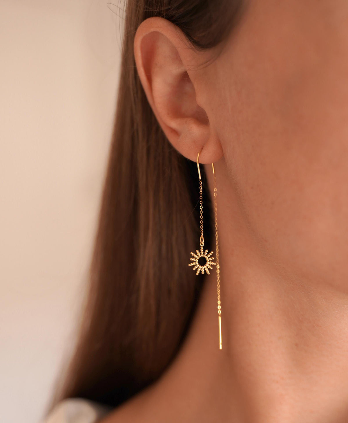 Boucles d'oreilles soleil traversantes Éléonore
