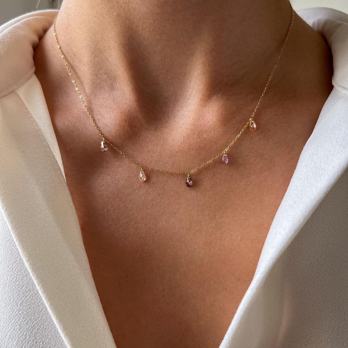 Collier gouttes zircons multicolores Aline photo 2