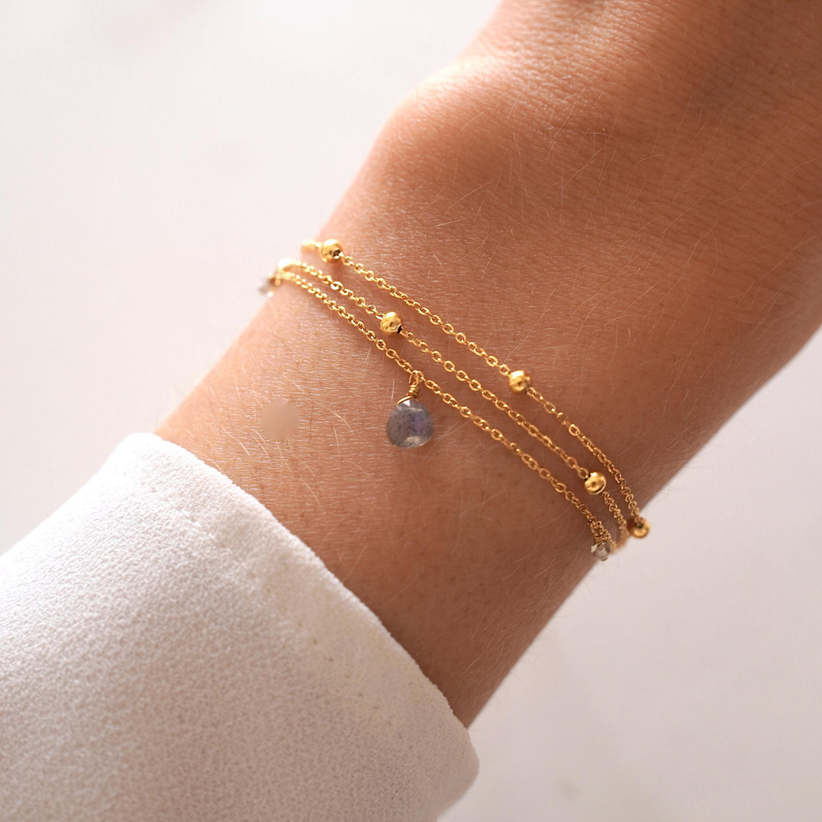 Bracelet triple chaîne goutte lapis Anouk photo 3