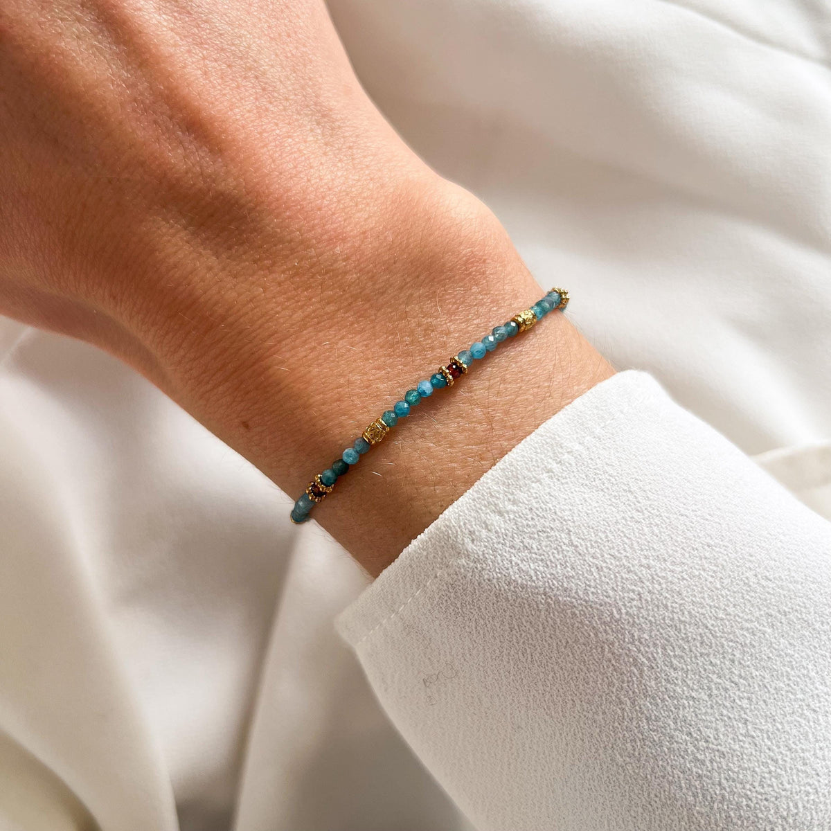 Bracelet femme perles apatite Jeanne