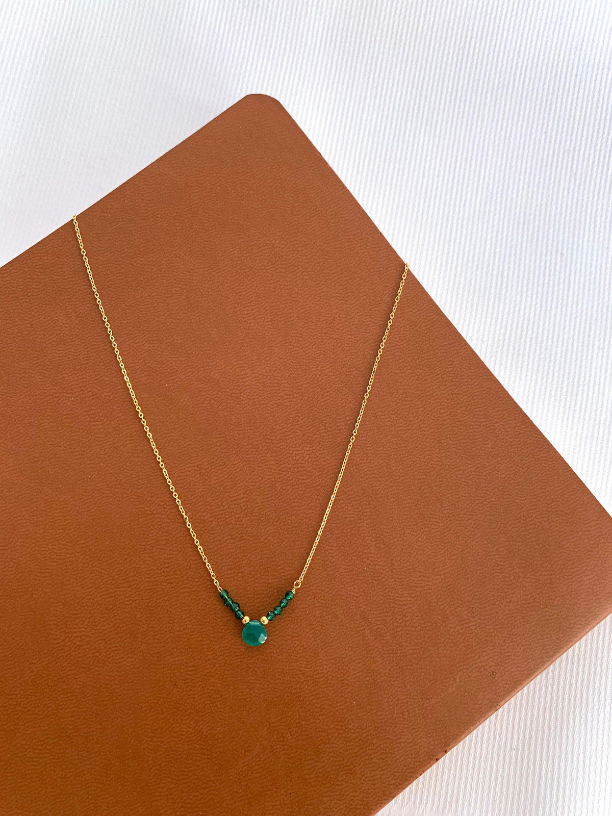 Collier pendentif goutte agate verte Inès photo 2