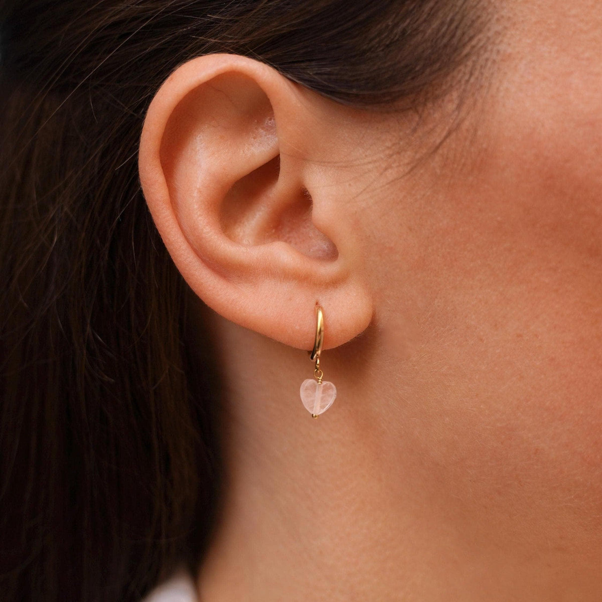 Créoles femme cœur quartz rose Lydie