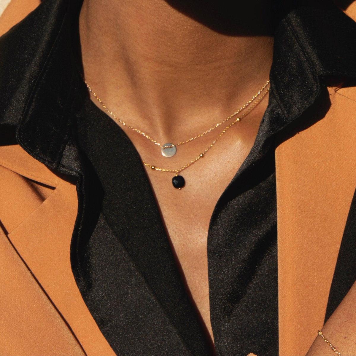 Collier pendentif carré onyx noir Albane photo 3