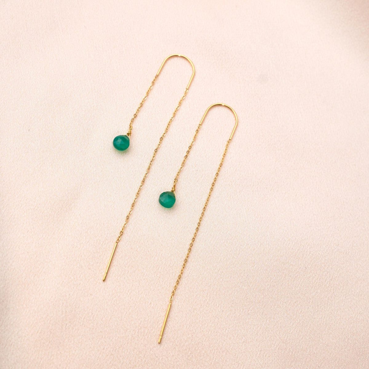 Boucles d'oreilles traversantes agate verte Eulalie photo 2