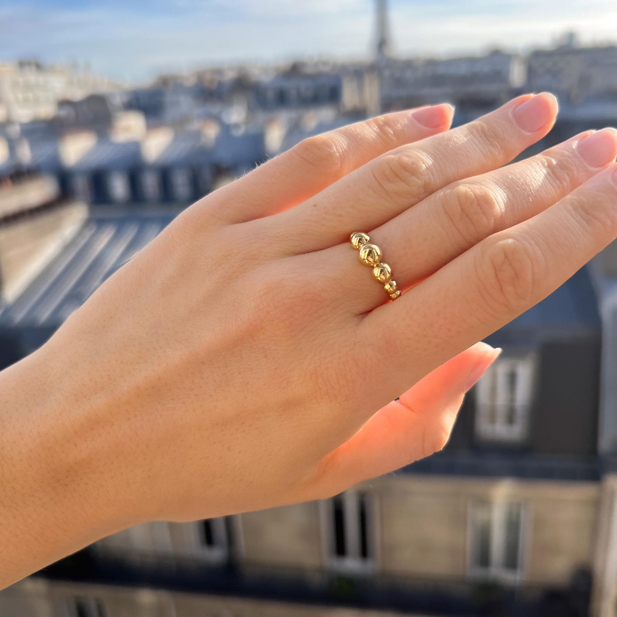 Bague femme perlée billes dorée Lili photo 2