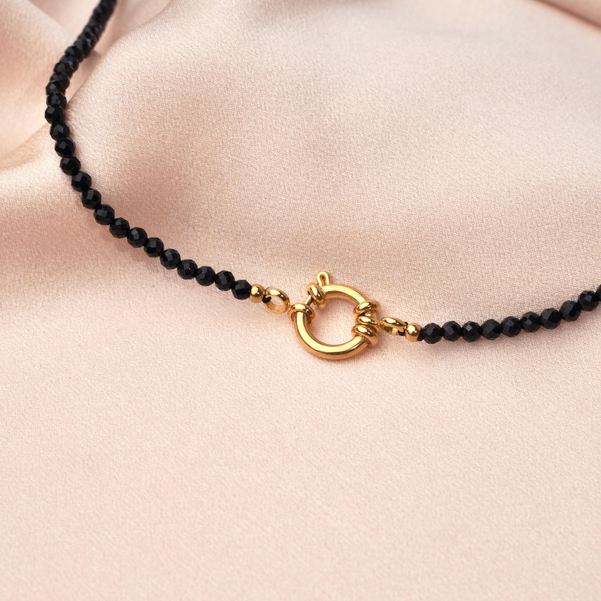 Collier perles onyx noir fermoir doré Colette photo 2