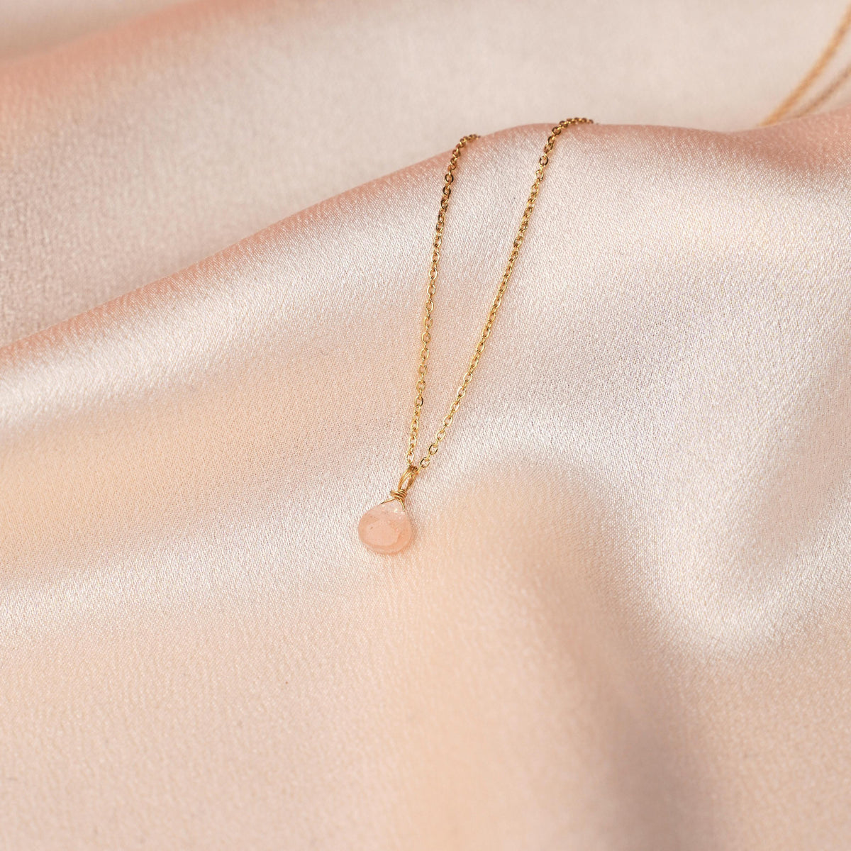 Collier ras de cou goutte quartz rose Alice photo 2