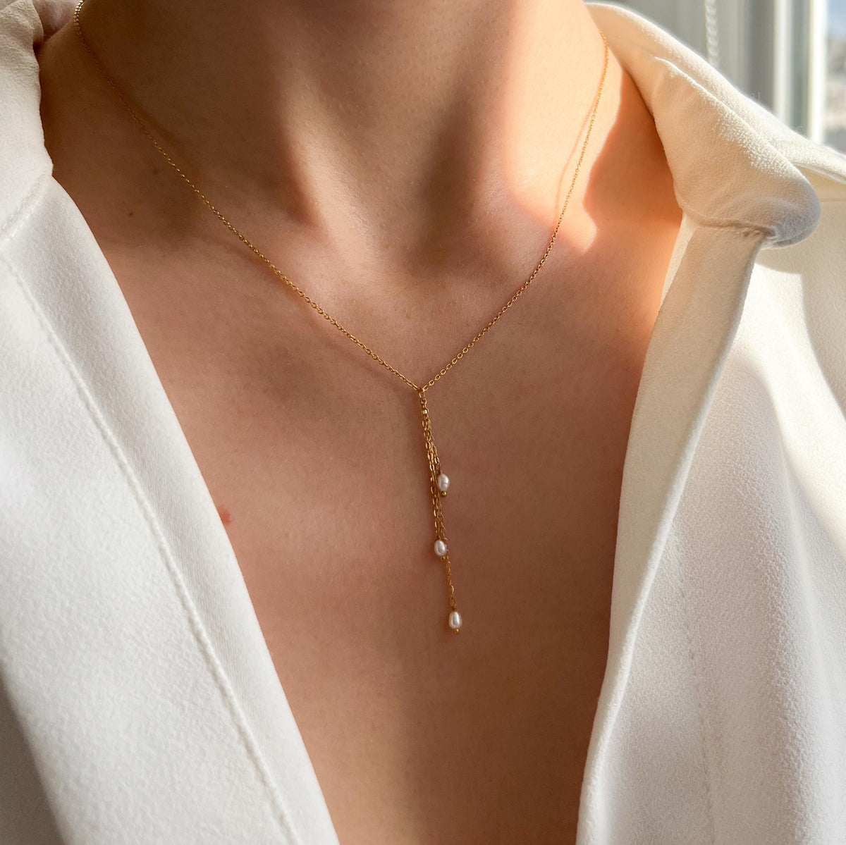 Collier en Y perles d'eau douce Romane photo 3