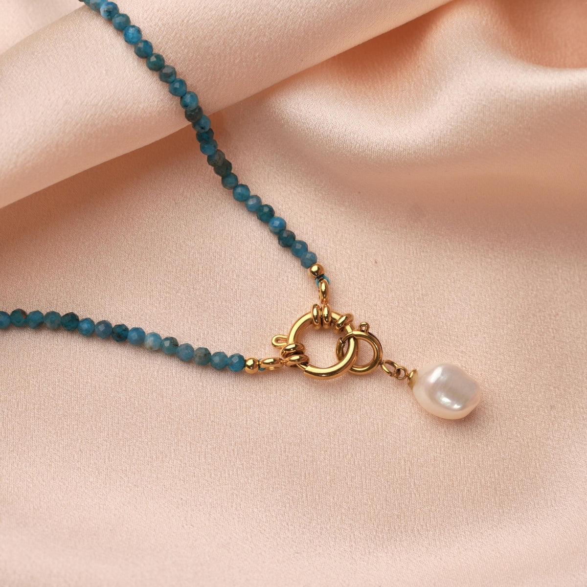 Collier perles apatite fermoir doré Colette photo 2