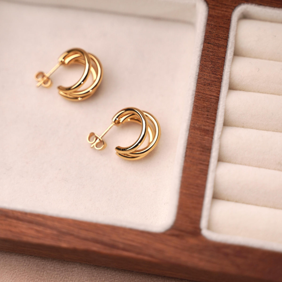 Créoles dorées en acier inoxydable Zahara photo 3