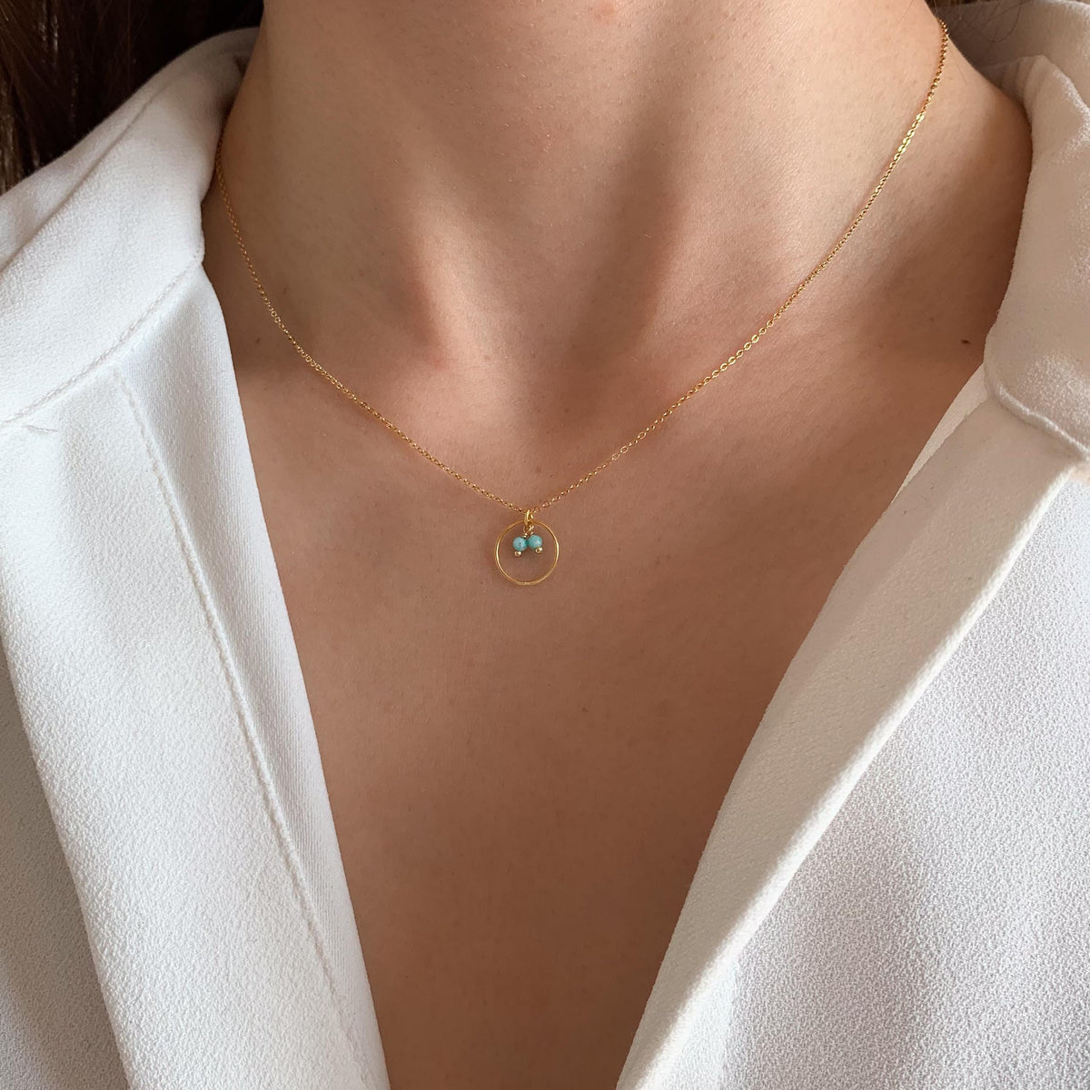 Collier cercle perles turquoise Sarah photo 2