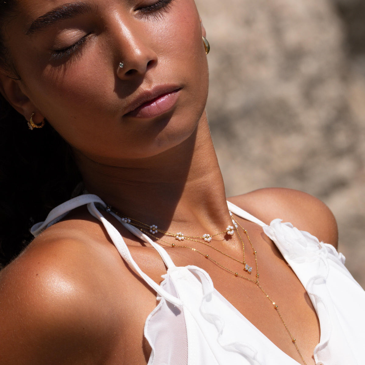 Collier femme en Y lasso billes Passy photo 4
