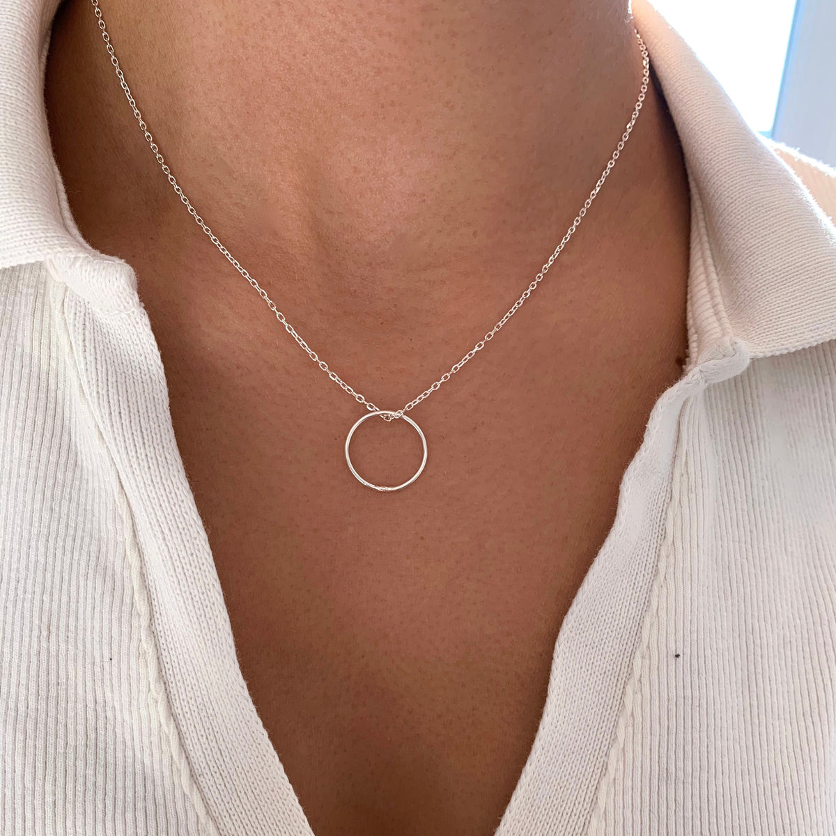 Collier argent 925 pendentif anneau rond Colombe