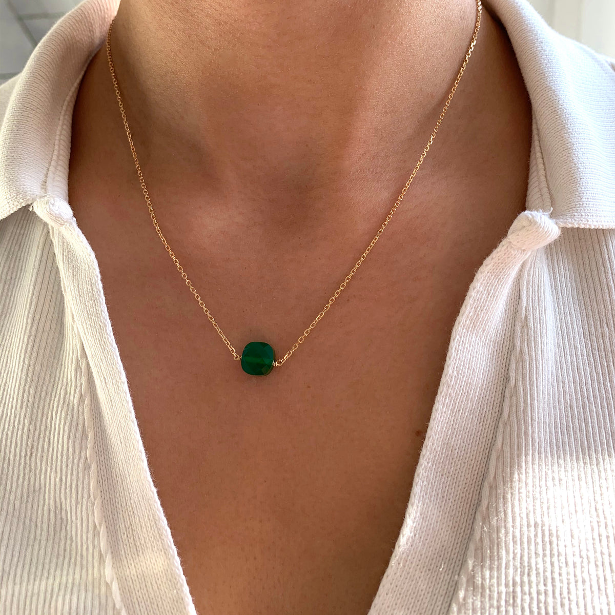 Collier plaqué or pendentif carré cristal Noémie photo 4