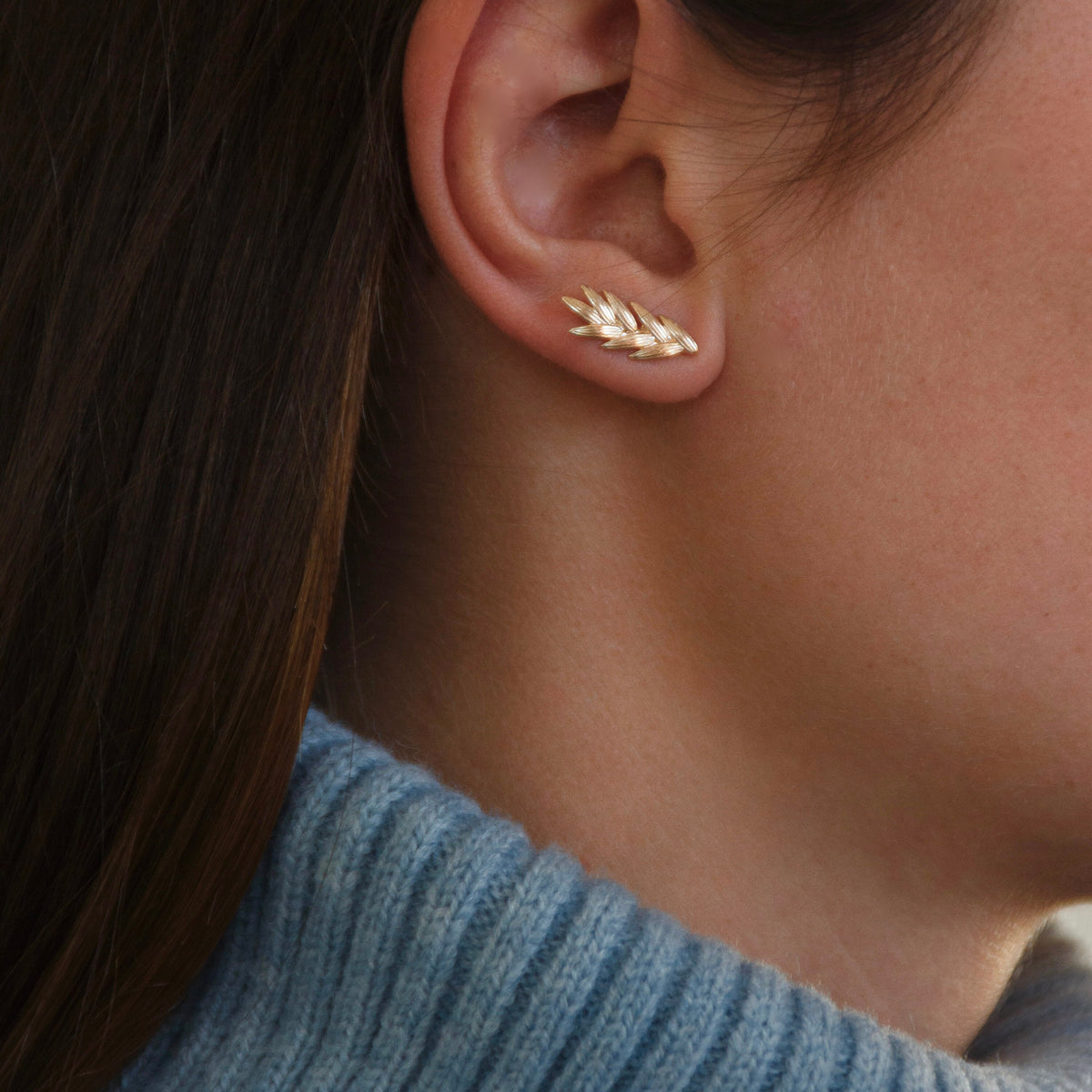 Boucles d'oreilles feuilles de laurier plaqué or Séraphine
