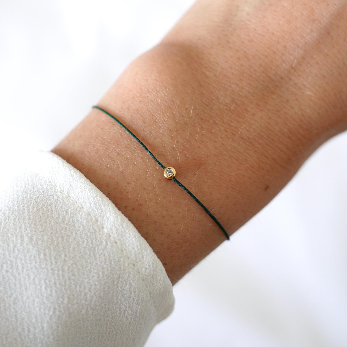 Bracelet cordon brillant zirconium plaqué or Albertine