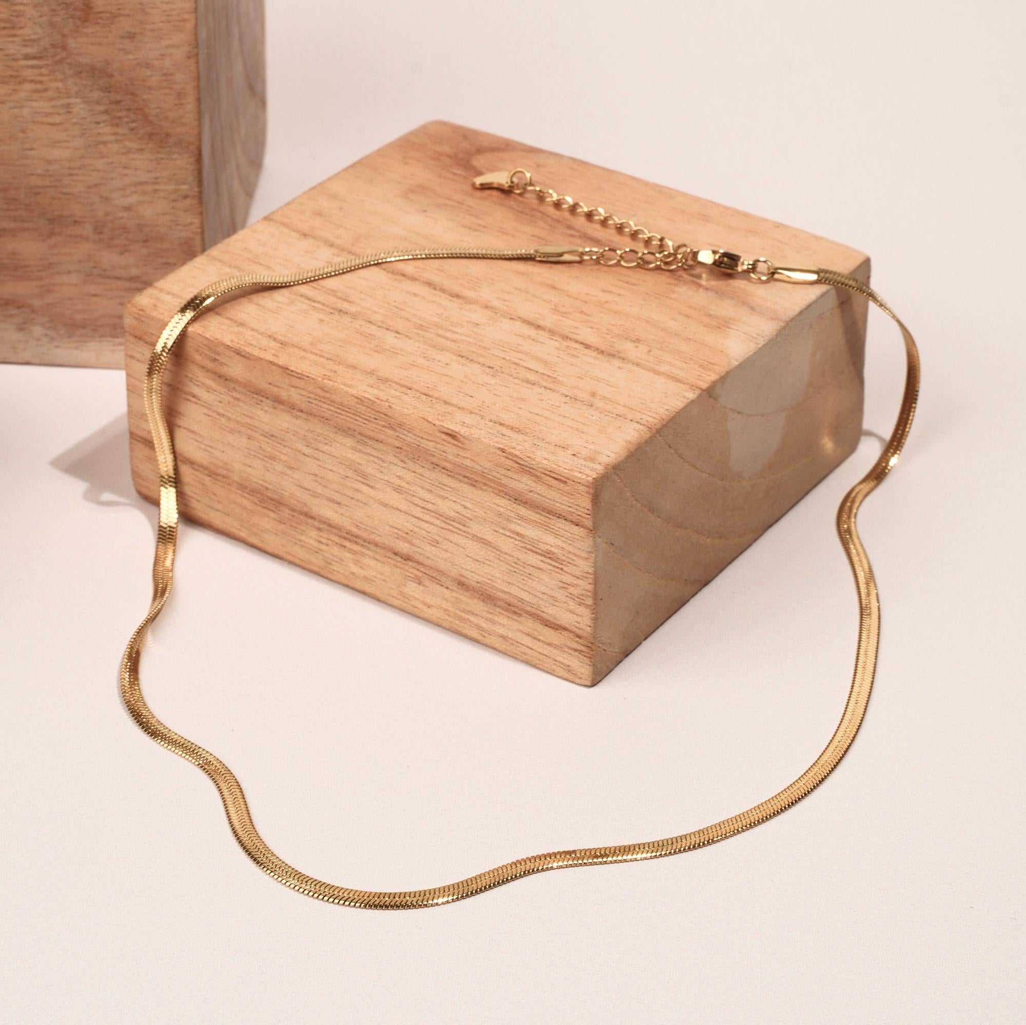 Collier chaine plate serpentine acier inoxydable / Collier femme doré chaine / Snake chain