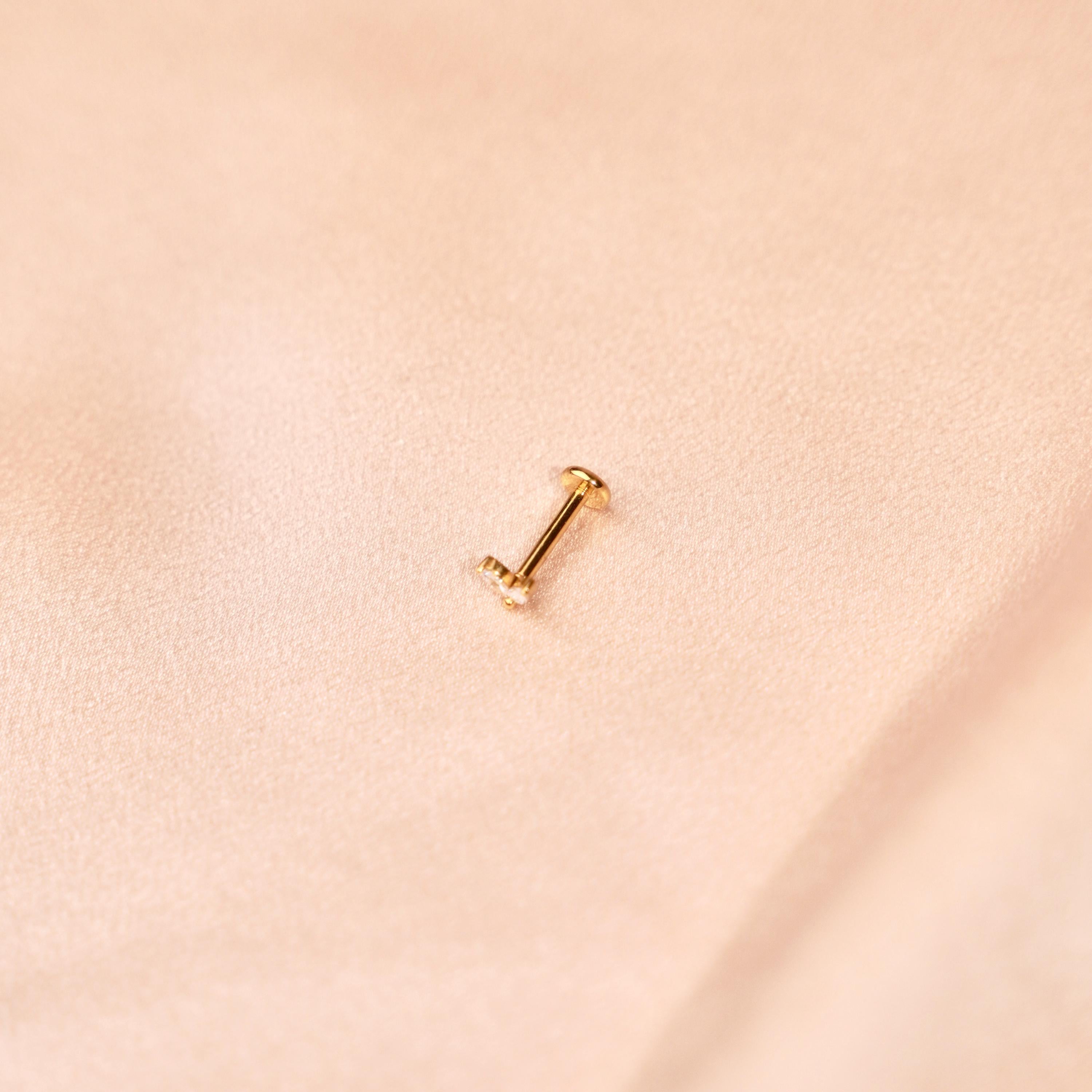 Piercing d'oreille en oxyde de zirconium et acier inoxydable / Boucle d'oreille minimaliste individuelle