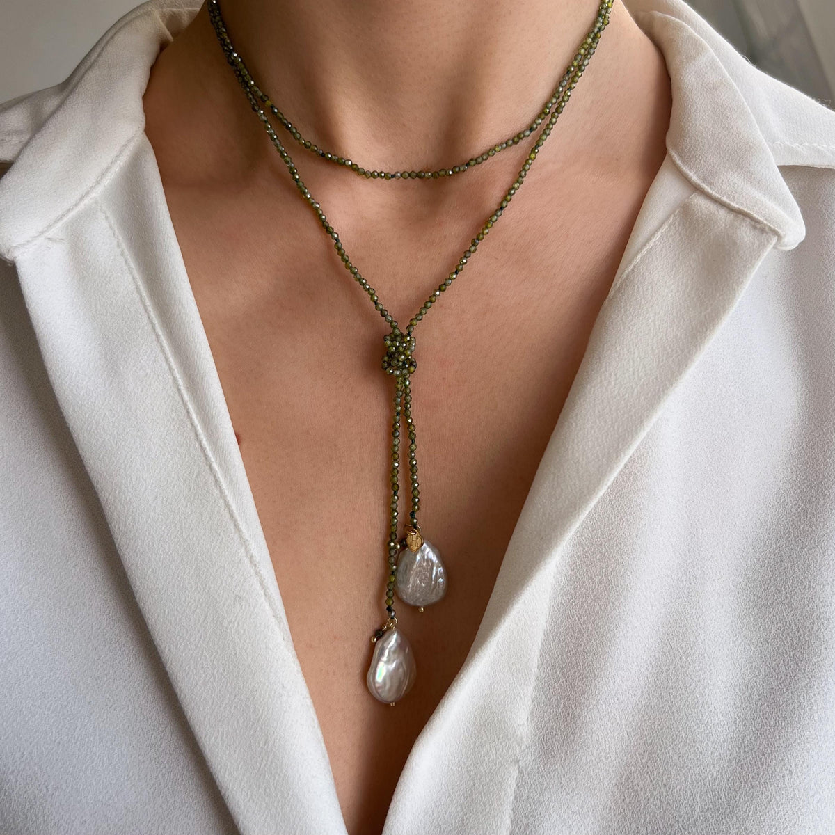 Collier perles cristal vert et perles Aurélia photo 4