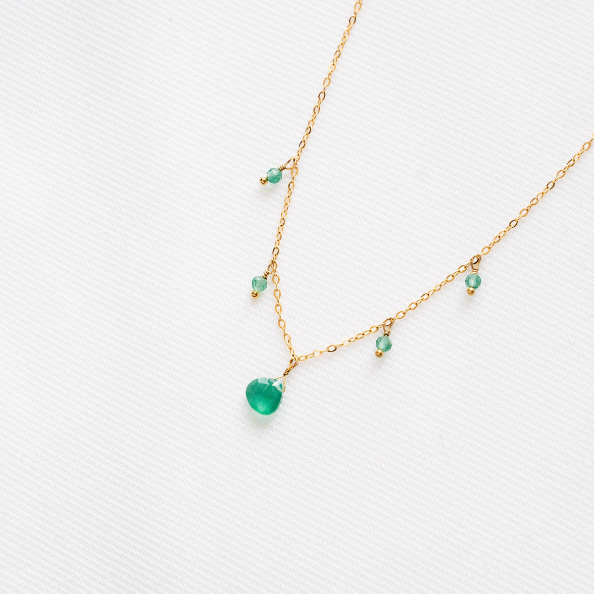 Collier ras de cou goutte agate verte Alice photo 2