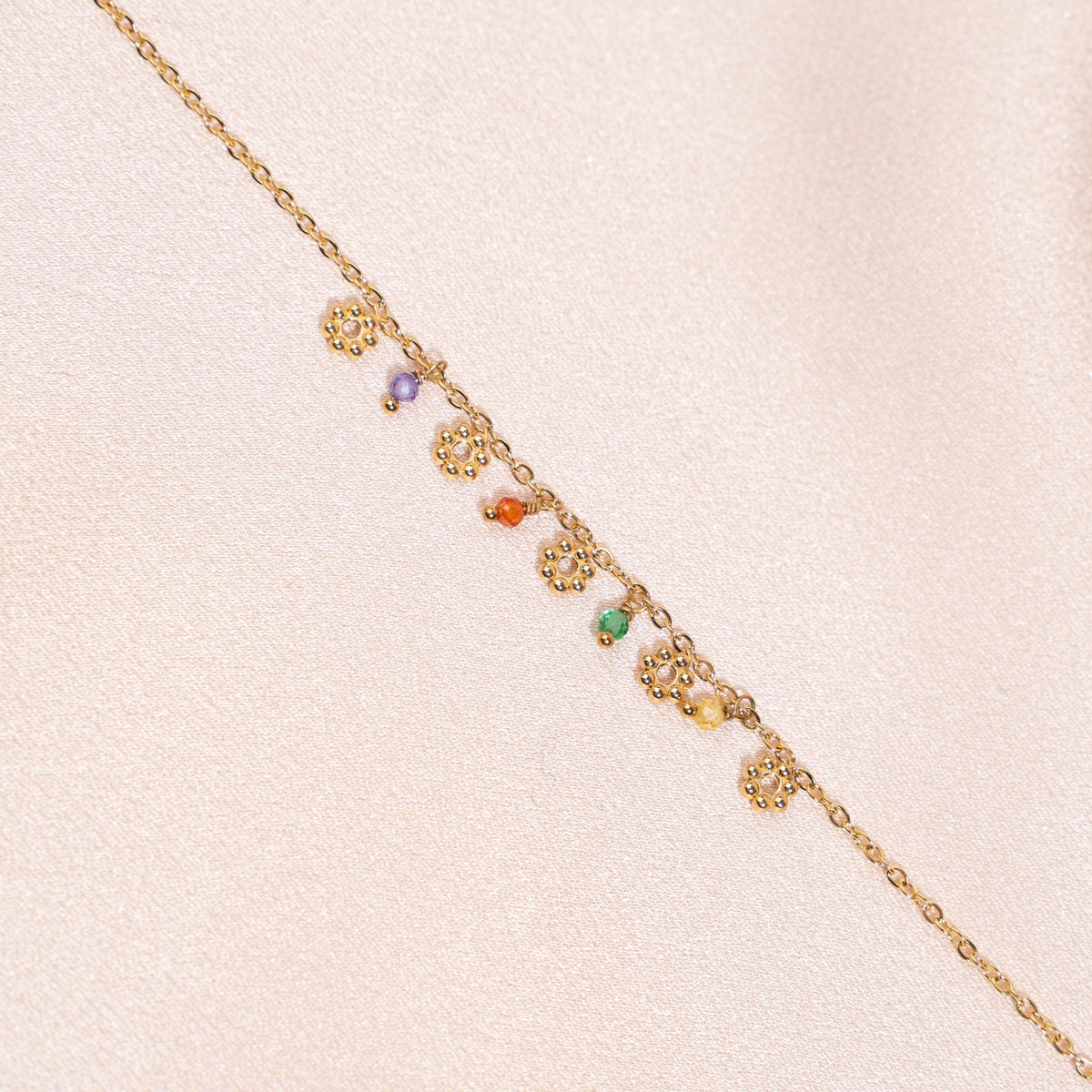 Bracelet fleurs pierres multicolores Daphné photo 4
