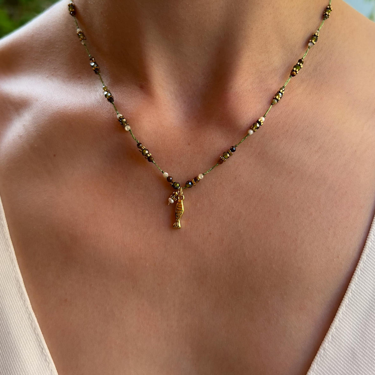 Collier pendentif poisson cordon Charlotte