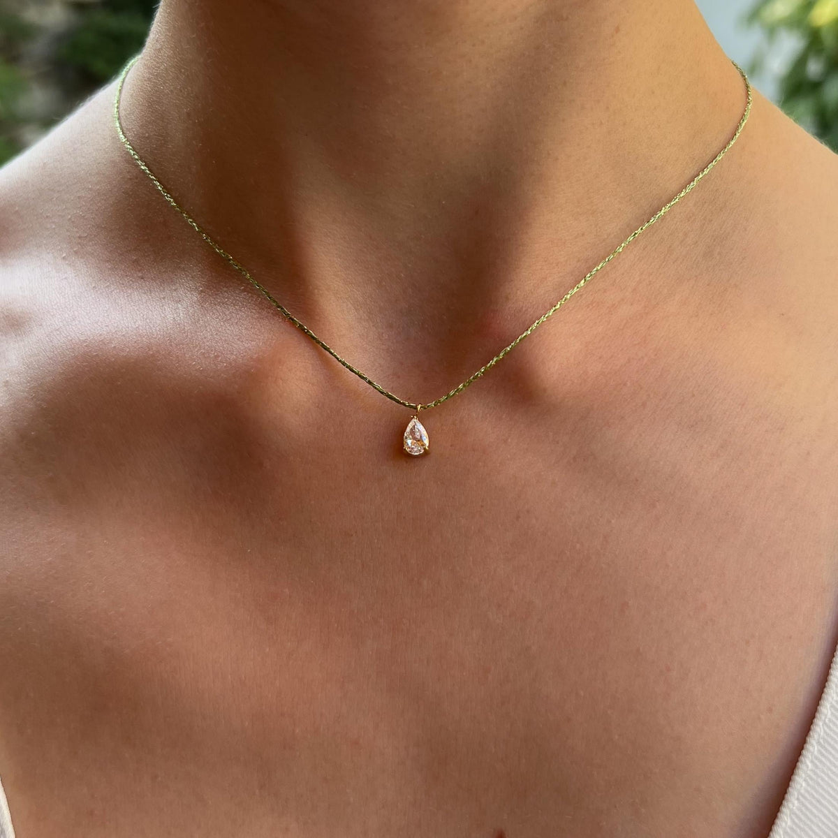Collier pendentif goutte zircon cordon Annabelle